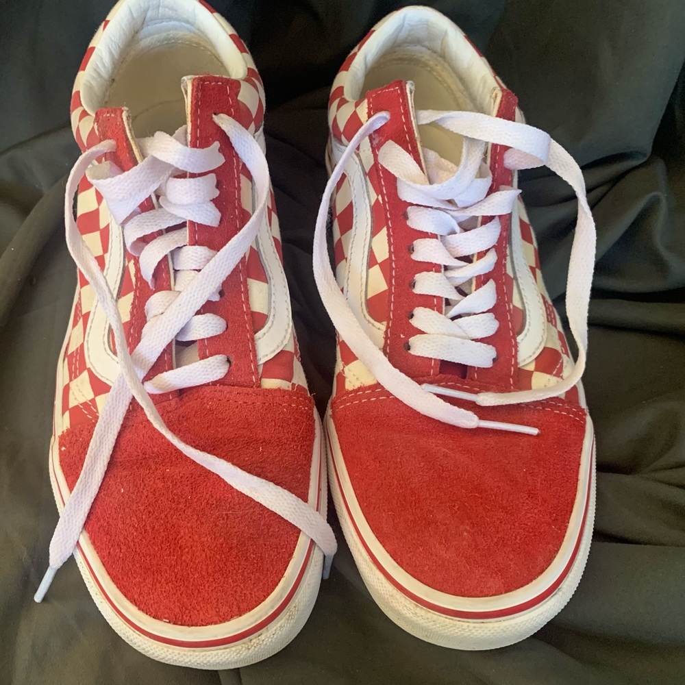 Red and White Checkered VANS sz 6.5Mn/8Wm